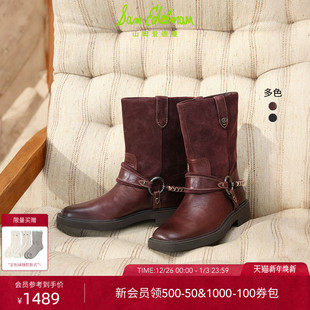 SAM 金属扣饰低帮短靴骑士靴黑色NOLAN EDELMAN山姆爱德曼25冬新品