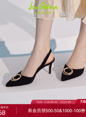 SAM EDELMAN山姆爱德曼夏季黑色尖头细跟高跟鞋婚鞋凉鞋女VANA