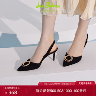 凉鞋 SAM 婚鞋 黑色尖头细跟高跟鞋 女VANA EDELMAN山姆爱德曼夏季