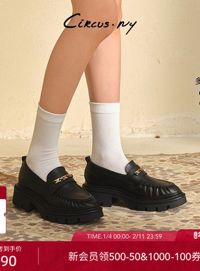 SAM EDELMAN山姆爱德曼春时尚黑色厚底增高乐福鞋圆头女CIRCUS