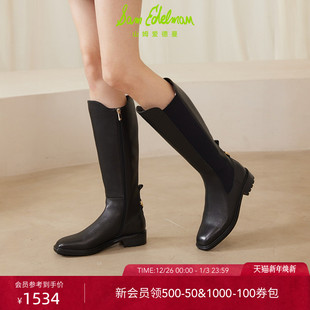 SAM EDELMAN山姆爱德曼冬黑色牛皮切尔西靴松紧带弹力靴长靴女RAE