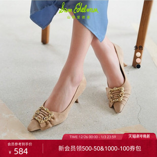 单鞋 SAM 婚鞋 尖头黑色高跟鞋 女BRANNON EDELMAN山姆爱德曼秋时尚