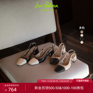 单鞋 SAM 包头高跟凉鞋 小香风拼接方头奶油鞋 女TARRA EDELMAN秋季