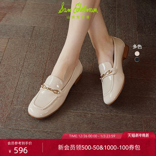 豆豆单鞋 皮鞋 女DANI EDELMAN山姆爱德曼秋冬黑方头低跟乐福鞋 SAM