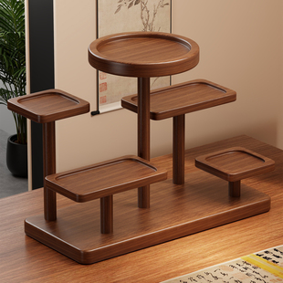 实木桌面杯架博古架茶具茶壶摆件置物架桌上多层放茶杯收纳展示架