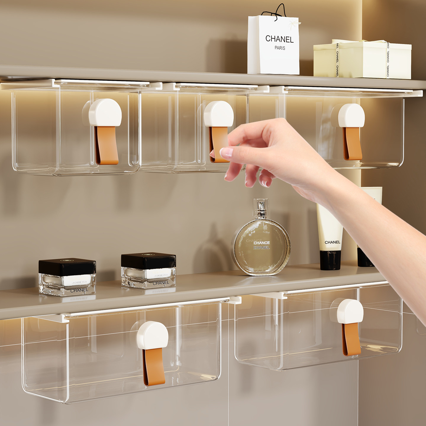 镜柜下化妆棉收纳盒卫生间化妆品棉签置物架子抽屉式口红整理神器,收纳整理,镜柜收纳盒,淘宝优惠券,粉丝福利购,淘宝优惠卷