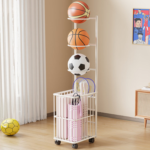 篮球收纳架多层家用落地健身器材运动器材羽毛球拍瑜伽垫收纳架子