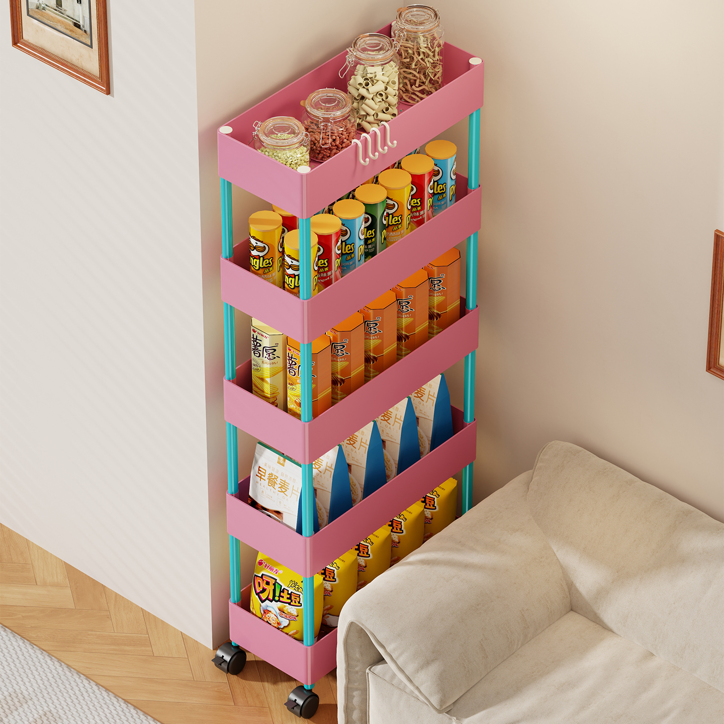 多巴胺零食置物架夹缝小推车