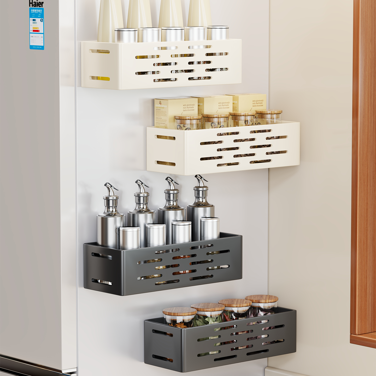 厨房磁吸置物架冰箱侧壁挂式