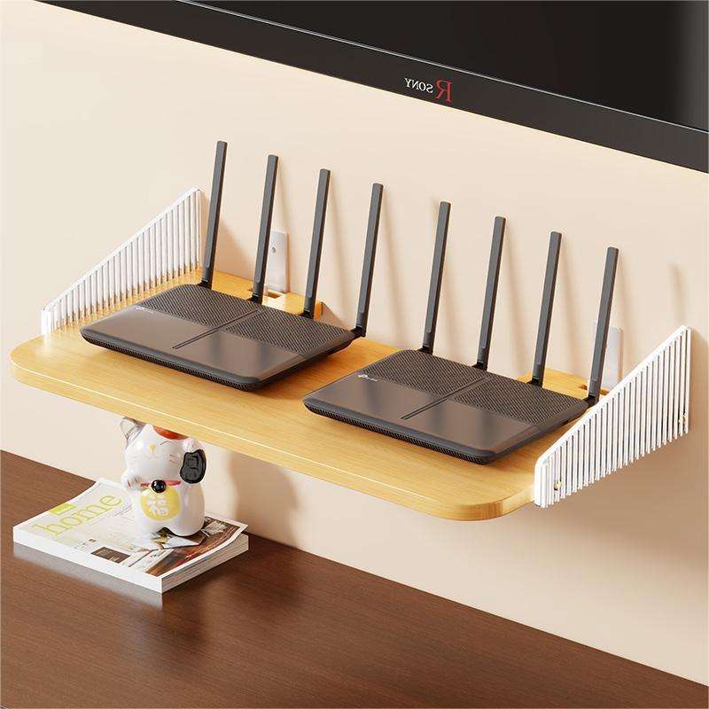 路由器放置架家用客厅卧室投影仪支架床头托盘实木亚克力免打孔多功能机顶盒壁挂式墙上支撑托架wifi放置物架