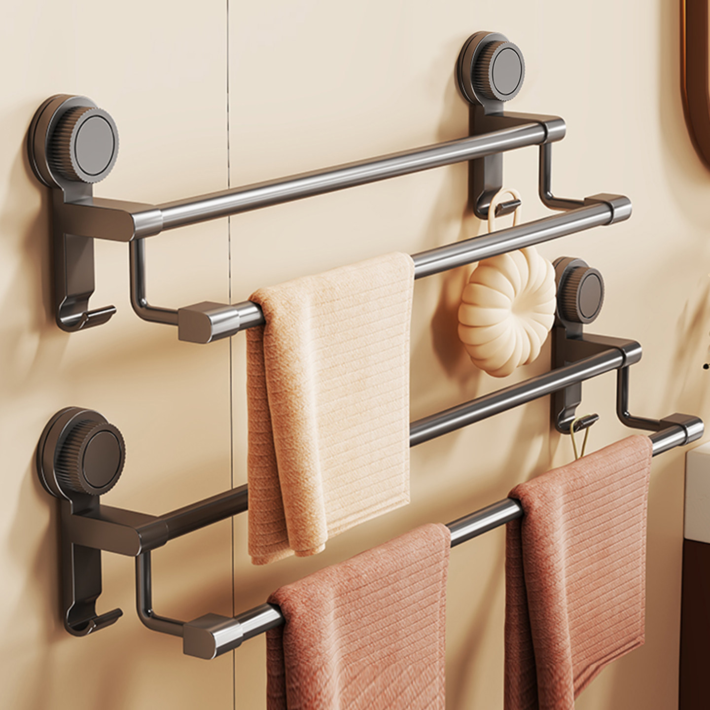 毛巾架卫生间免打孔家用浴室置物架厕所晾干挂杆吸盘式墙上浴巾架,家装主材,毛巾杆/毛巾挂,淘宝优惠券,粉丝福利购,淘宝优惠卷