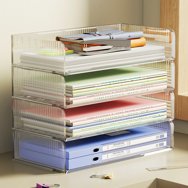 桌面文件夹收纳架书架透明可叠加书本桌子置物办公室亚克力整理盒,收纳整理,桌面收纳盒,淘宝优惠券,粉丝福利购,淘宝优惠卷