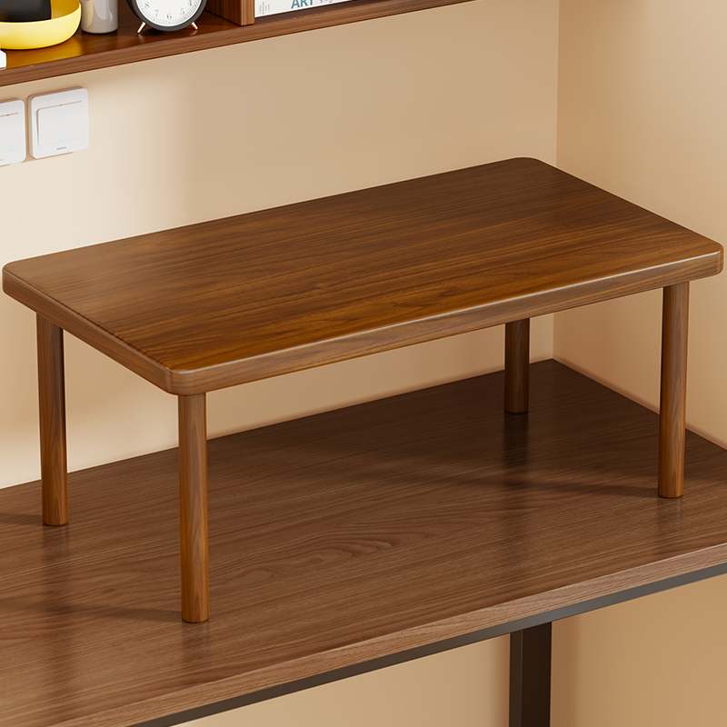 实木桌面上印表机置物架垫高架办公台面收纳整理架双层可叠加支架