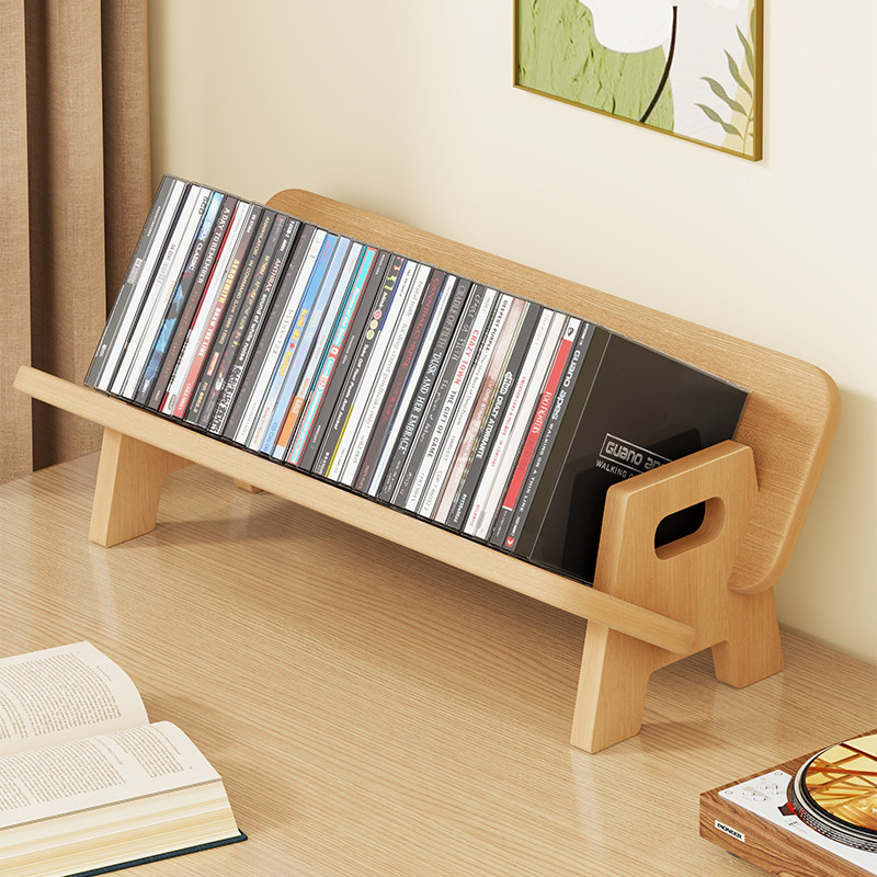 实木cd碟片架桌面光盘黑胶唱片磁带展示置物架收藏存放专辑收纳