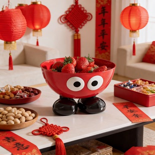 干果盘家用茶几水果零食糖果盘过年可爱客厅高颜值摆盘乔迁高脚盘