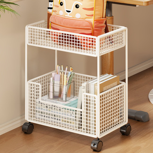 书架带轮可移动书包置物架书桌桌边多层书本收纳架学生放书小书柜