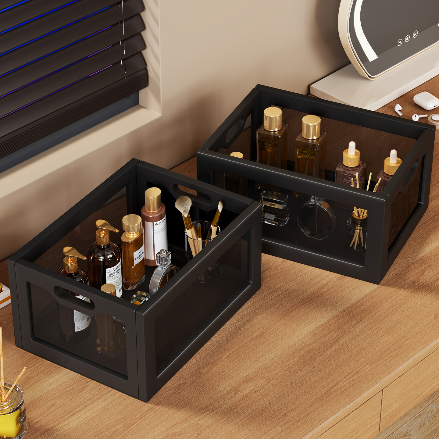 桌面化妆品收纳盒亚克力零食放置架梳妆台高级感香水护肤品置物架,收纳整理,桌面收纳盒,淘宝优惠券,粉丝福利购,淘宝优惠卷