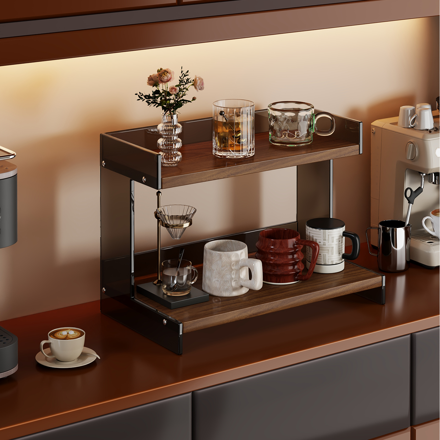 桌面置物架餐桌玄关水杯储物架