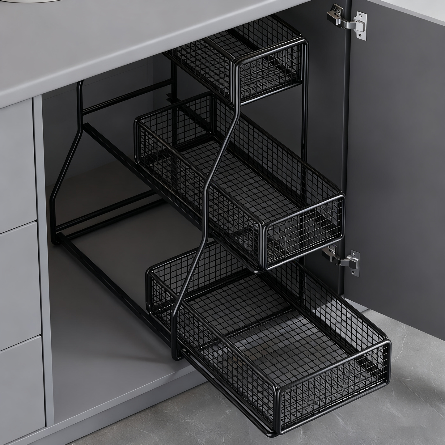 卫生间下水槽置物架抽拉分层架