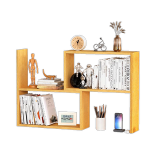 实木书桌书架桌面桌上桌置物架多层收纳书柜分层白色双层架子二层