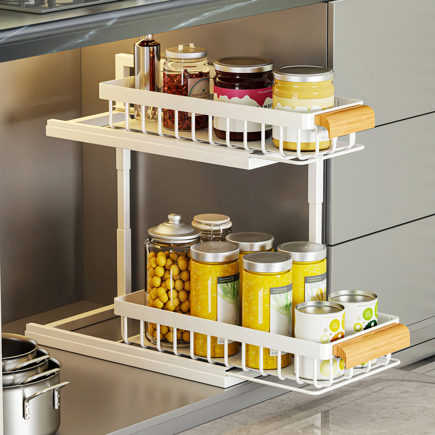 厨房抽拉式置物架调味品佐