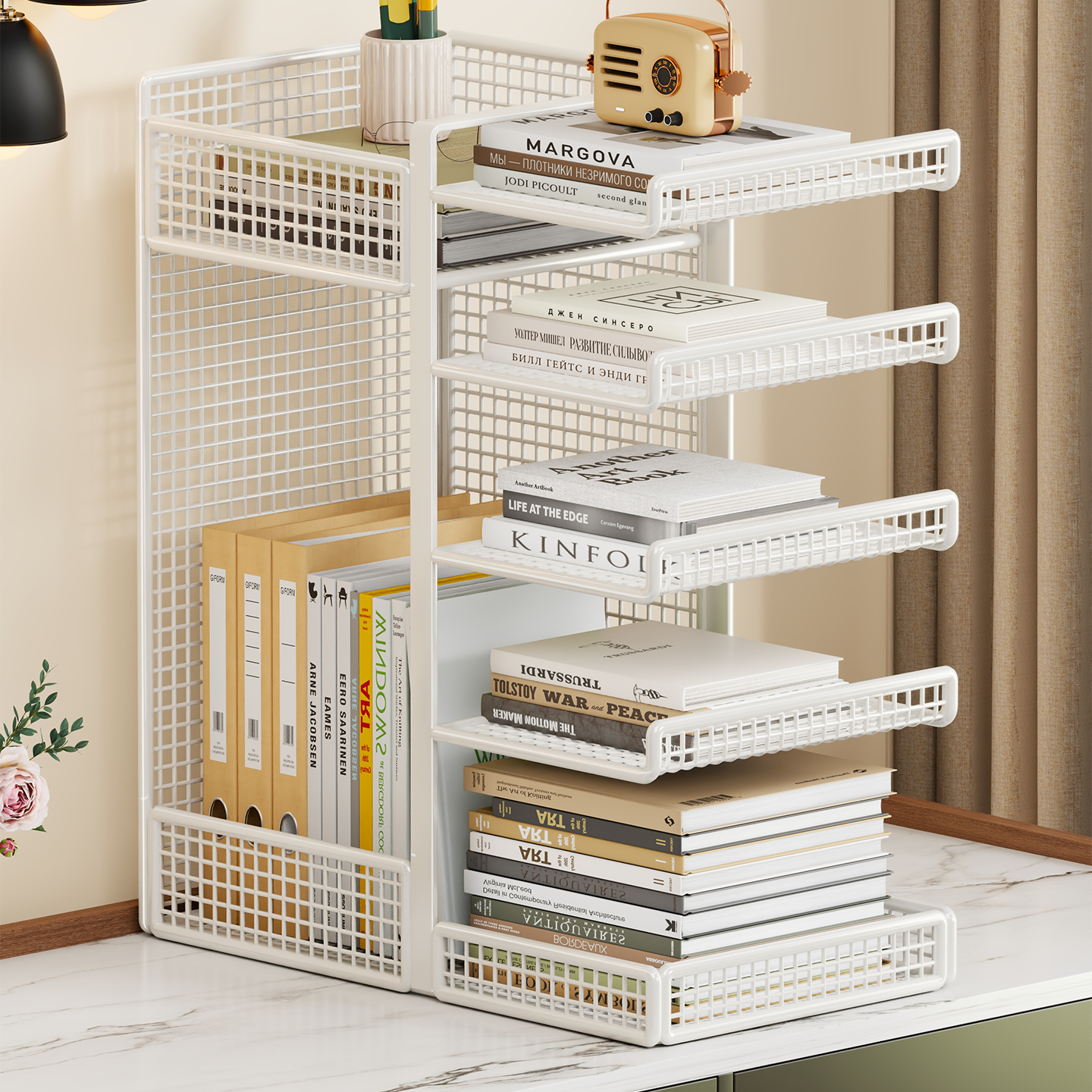 学科分类置物架桌面书架办公室书桌书本收纳书立分层架办公用品工具大全a3a4整理神器学生书本学习展示架子