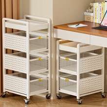 书包置物架家用多层桌下滑轮柜可移动厨房小推车放书本零食收纳架