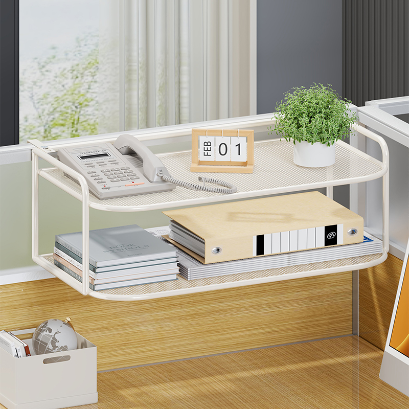 工位电话机架办公室桌面资料置物架办公桌屏风悬挂式文件夹收纳盒