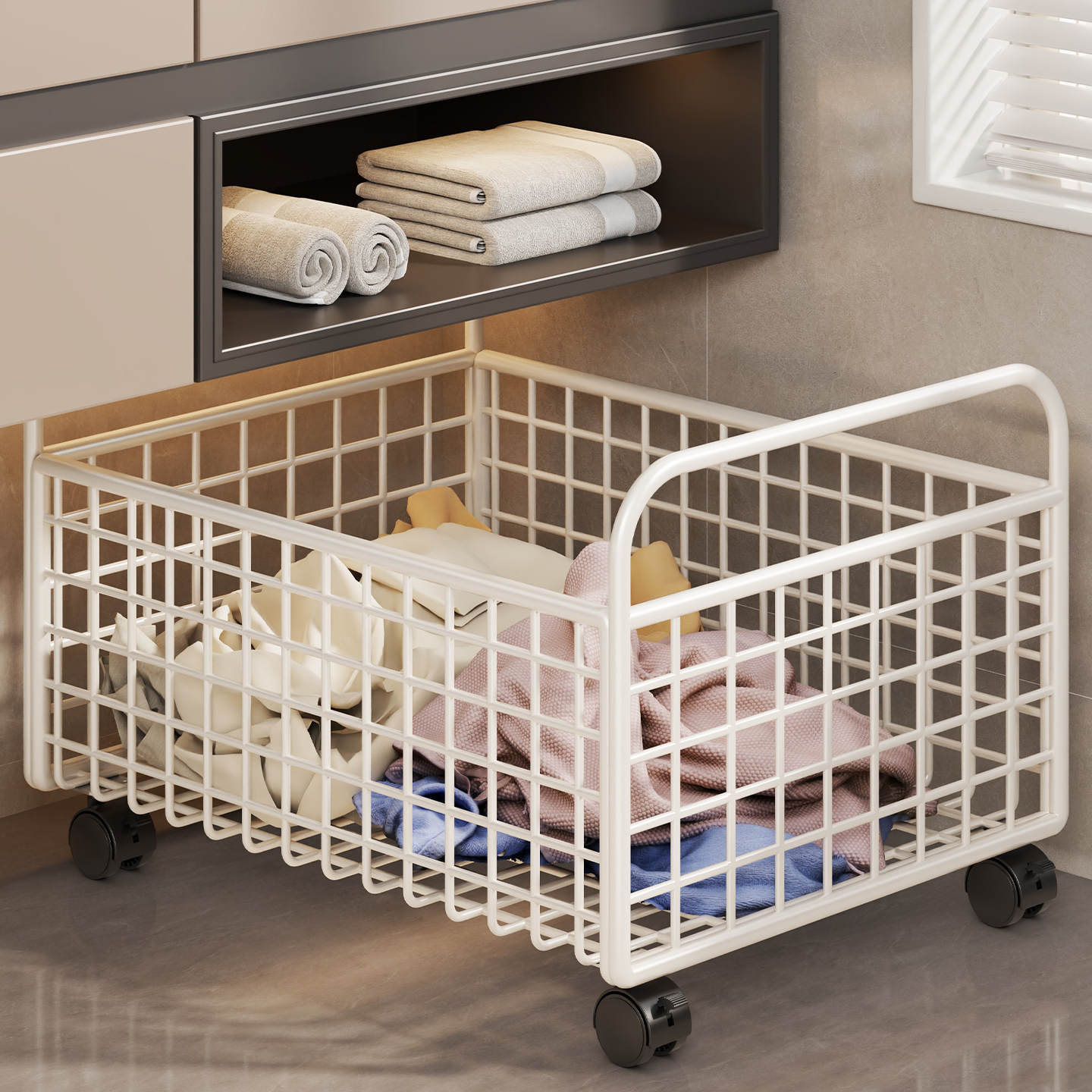 脏衣服柜下家用白色加大号-带轮