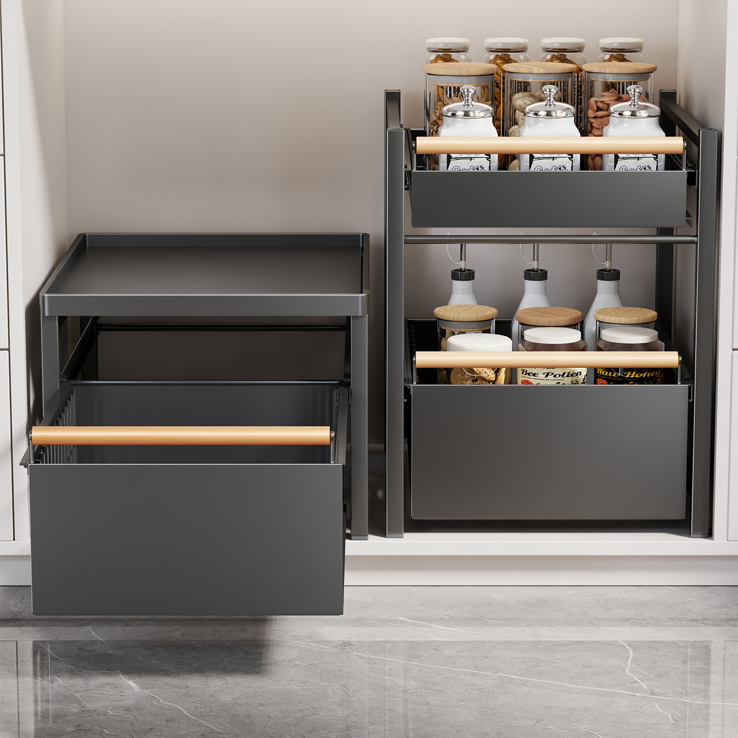 厨房抽拉式置物架柜内分层架