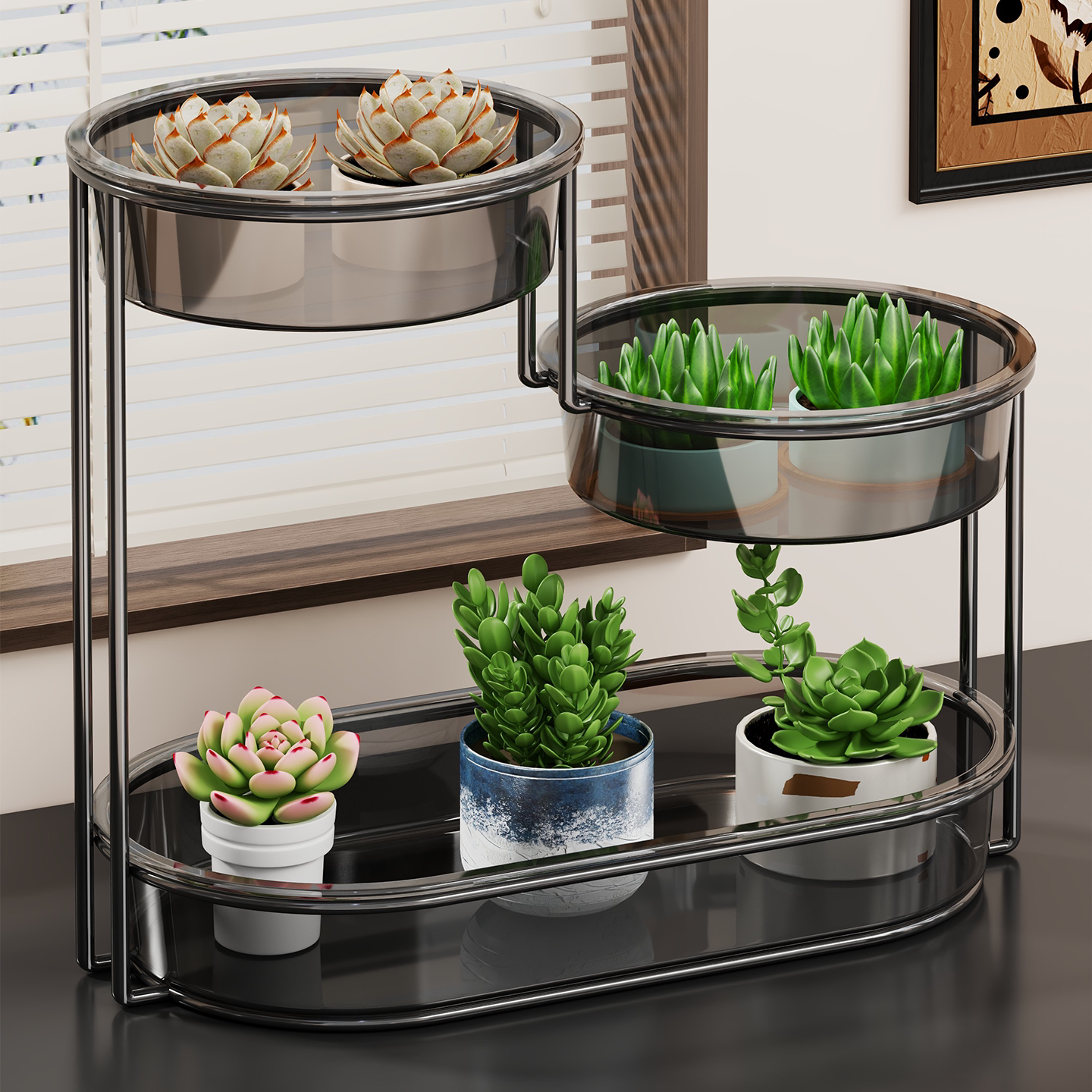 阳台栏杆亚克力多肉置物架图片