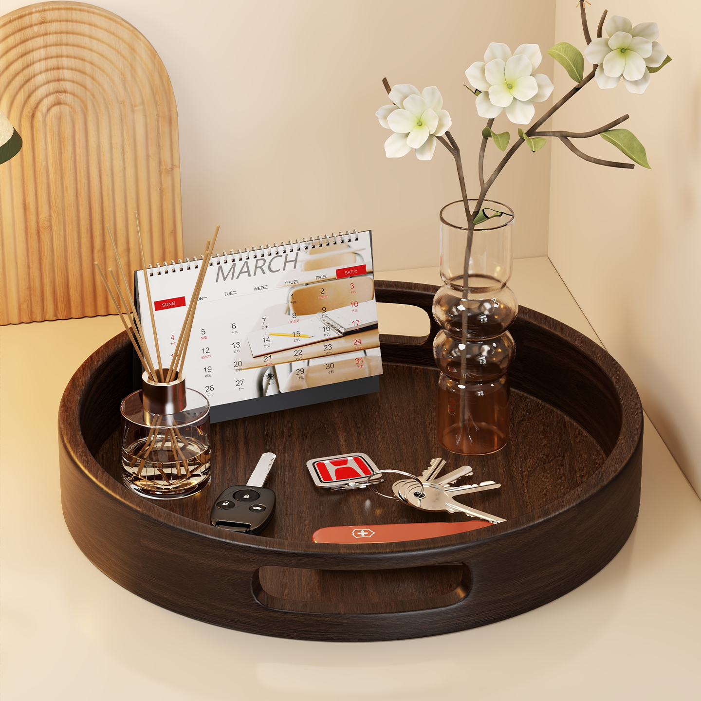 玄关收纳托盘入户门钥匙眼镜