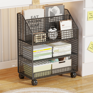 桌下书包置物架可移动小推车学生教室卧室桌边书架落地书本收纳架