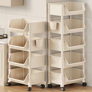 厨房果蔬置物架多功能菜篮子多层落地可移动放菜收纳推车零食架子