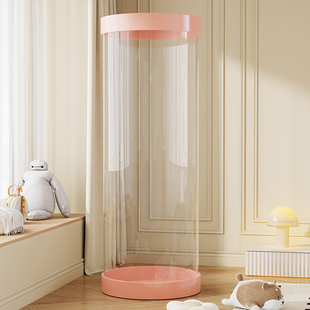 娃娃收纳桶大容量毛绒玩具收纳神器儿童公仔labubu透明筒展示柜子