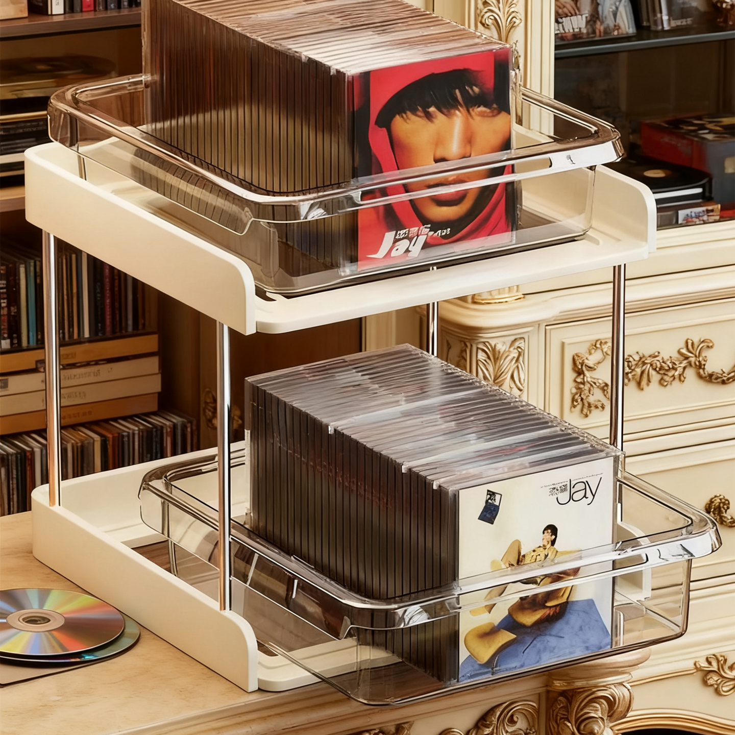 桌面cd盒收纳盒黑胶唱片存放架