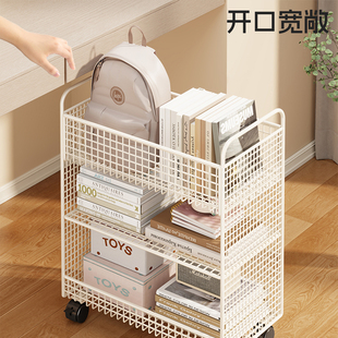 桌下书架置物架移动小推车家用书包文具收纳架子办公室文件收纳筐