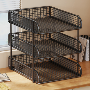 文件收纳架办公室桌面文件资料置物架分层大容量工位文件架办公用品档案A4放置架书桌上书架书籍收纳盒文件框