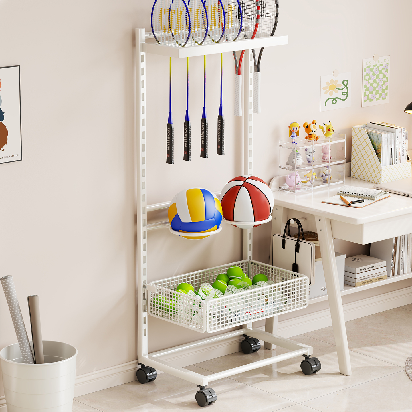 羽毛球拍收纳架可移动大容量