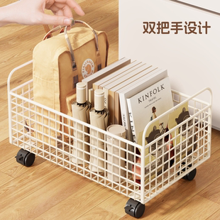 书箱学生书本收纳箱初中学校桌边书架高中生桌下放书带轮可移动教室用课桌旁置物架神器