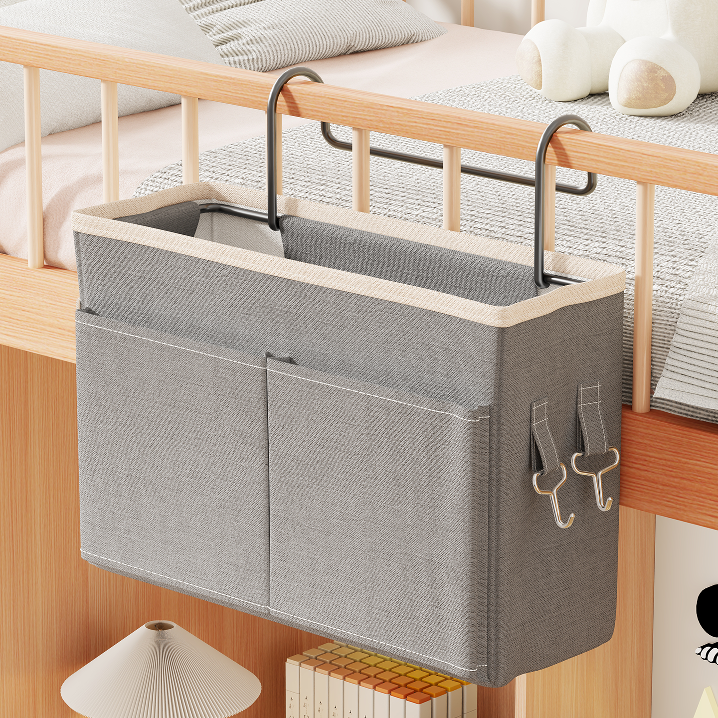 宿舍床边收纳挂袋免打孔分层床头挂架寝室挂式置物袋上铺布艺袋子