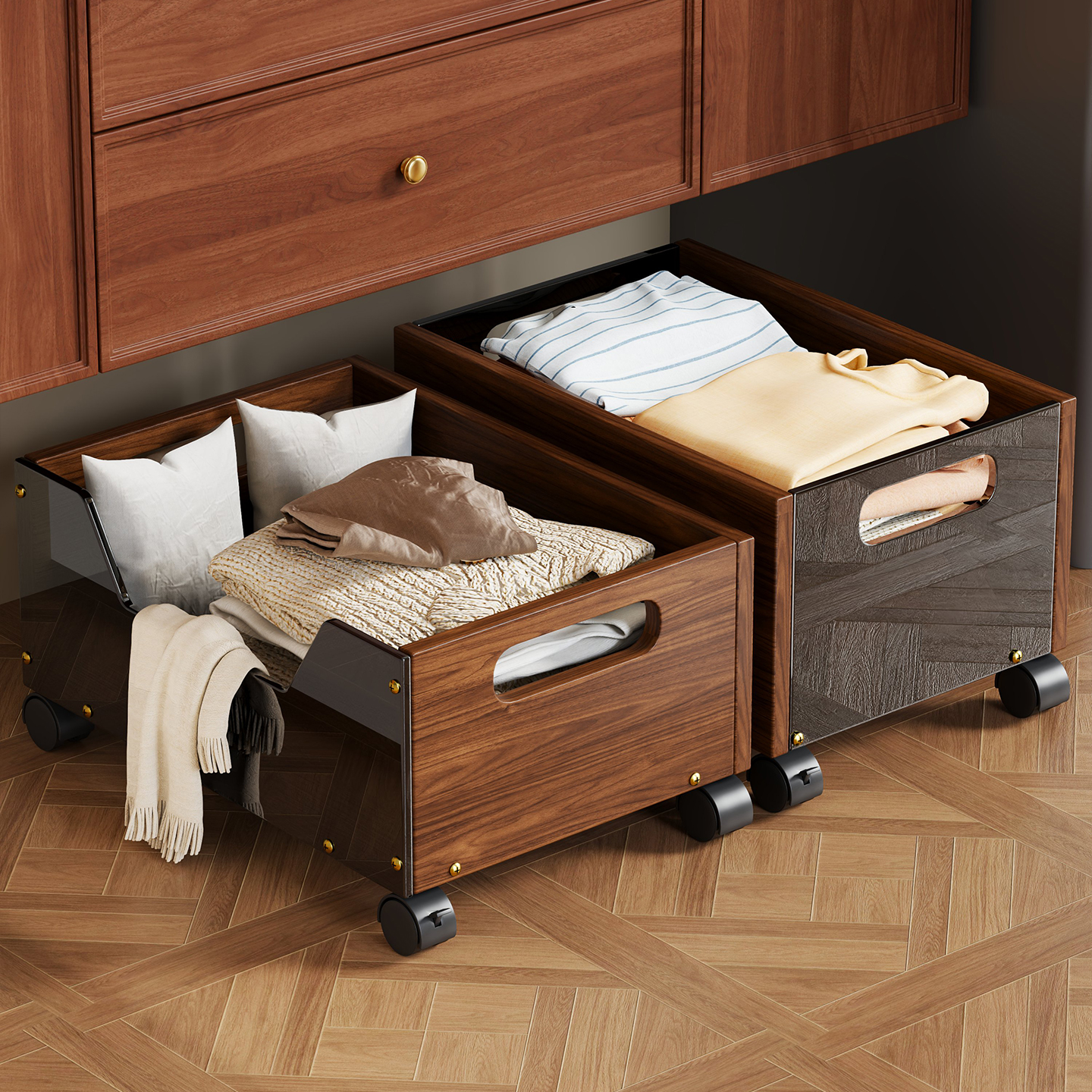 浴室柜下脏衣篓洗漱台底下置物架