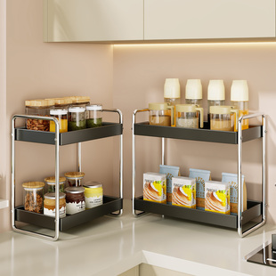 厨房台面置物架多功能分层收纳置物架调味料置放架家用零食水杯架
