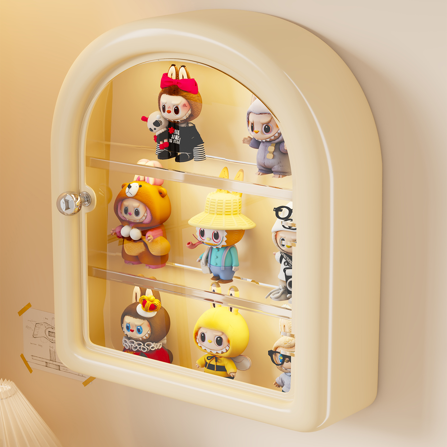 墙上盲盒展示架泡泡玛特收纳柜