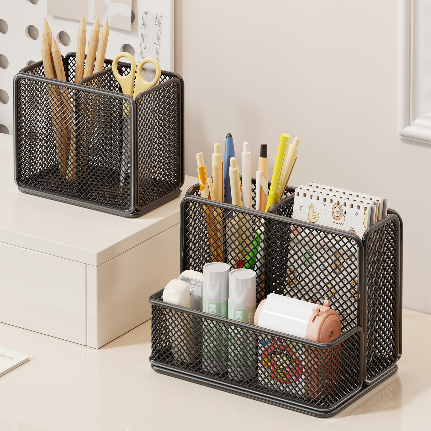 网格笔筒多功能大容量笔桶