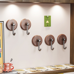 胡桃木挂钩免打孔强力承重门后厨房卫生间浴室入户门高级感挂衣钩