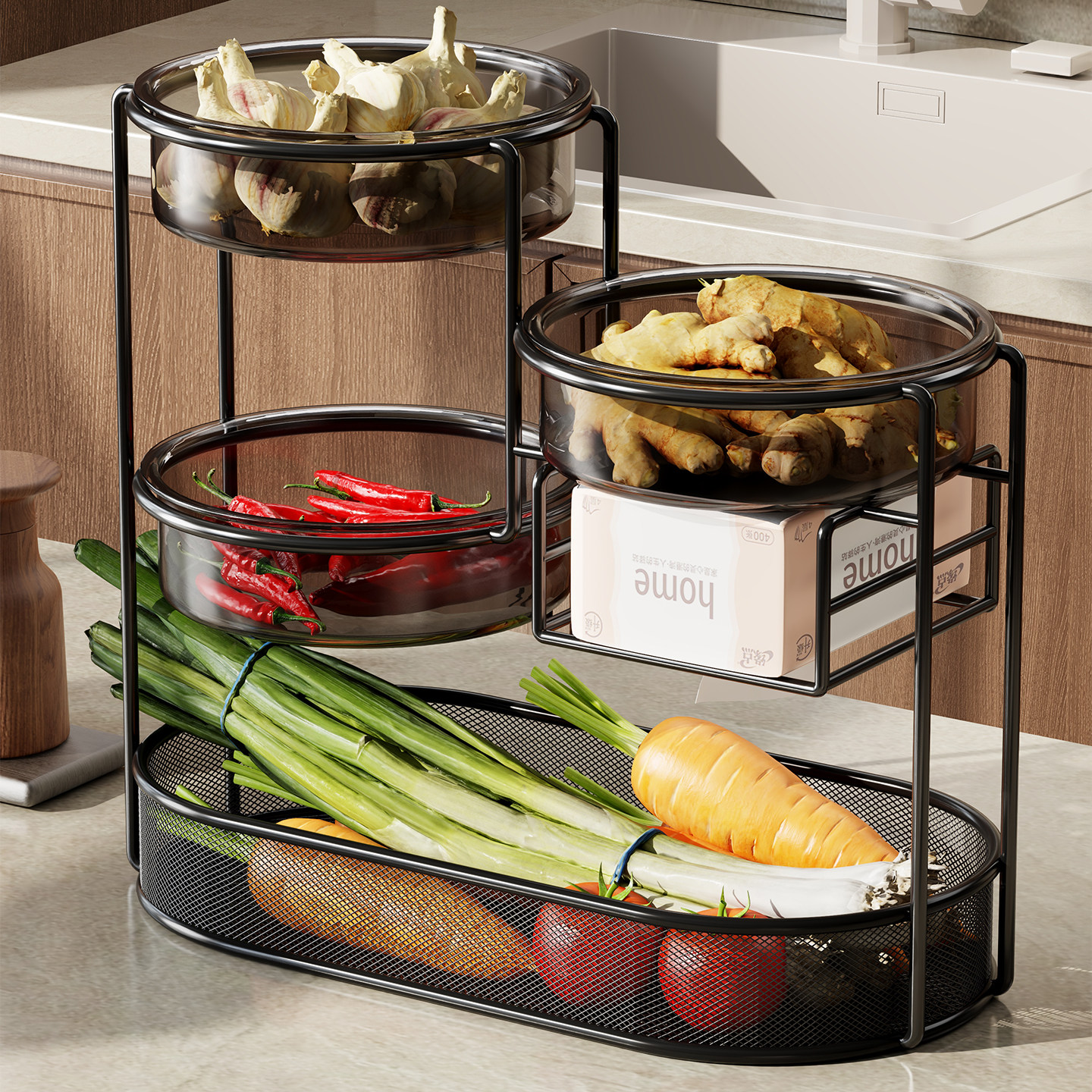 厨房台面蔬菜置物架桌面上储菜篮子灶台菜架子多层放水果蔬收纳筐,厨房/烹饪用具,厨房置物架/置物柜/角架,淘宝优惠券,粉丝福利购,淘宝优惠卷