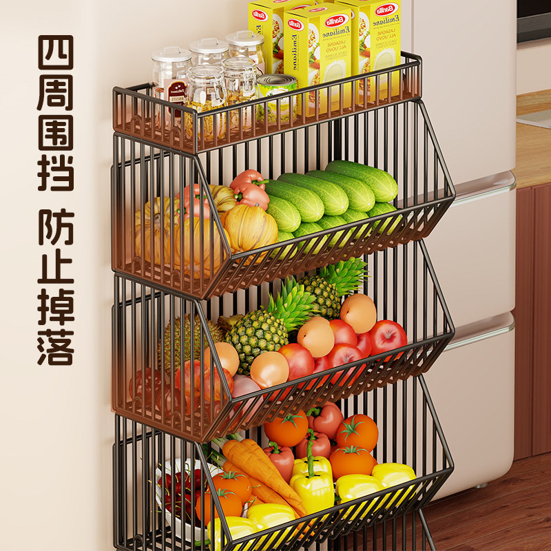 厨房菜篮子置物架多层落地可移动收纳架子放水果蔬菜多功能小推车,厨房/烹饪用具,果蔬置物架/篮/框,淘宝优惠券,粉丝福利购,淘宝优惠卷