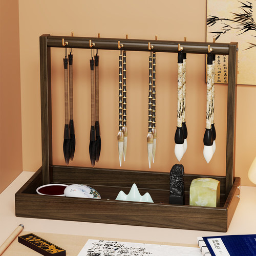 桌面毛笔实木中式笔挂