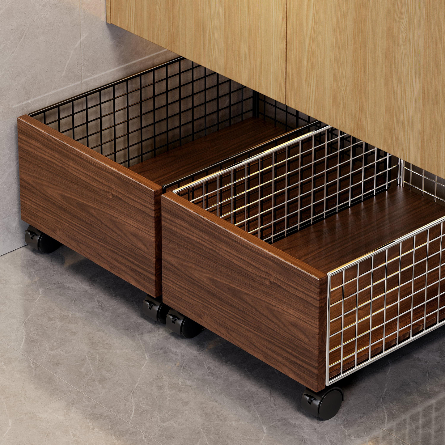 复古黑色中式卫生间可移动带轮